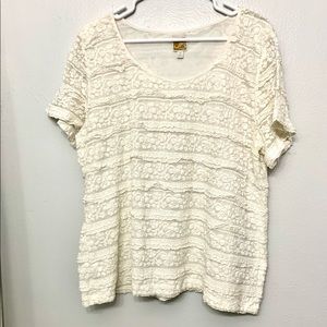 JM Collection Short Sleeve Crew Neck Blouse